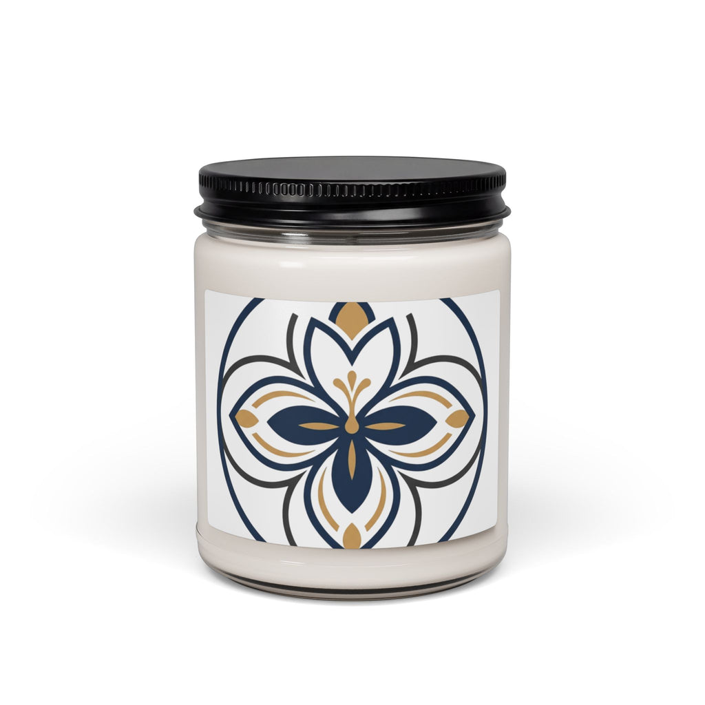 9oz Floral Soy Candle — Navy & Gold Mandala Scented Jar