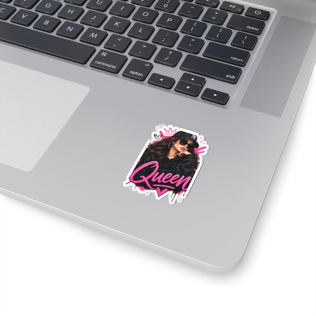 Queen Street Style Kiss-Cut Sticker — Trendy Pink Urban Girl Laptop Decal