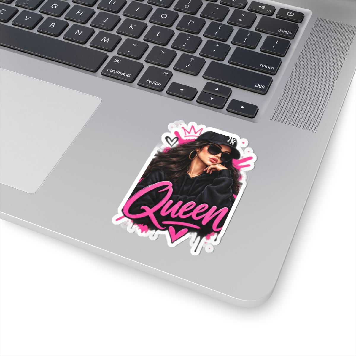 Queen Street Style Kiss-Cut Sticker — Trendy Pink Urban Girl Laptop Decal
