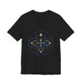 Floral Mandala Tee — Elegant Navy & Gold Lotus Graphic T-Shirt