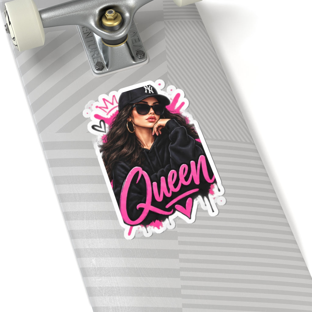 Queen Street Style Kiss-Cut Sticker — Trendy Pink Urban Girl Laptop Decal