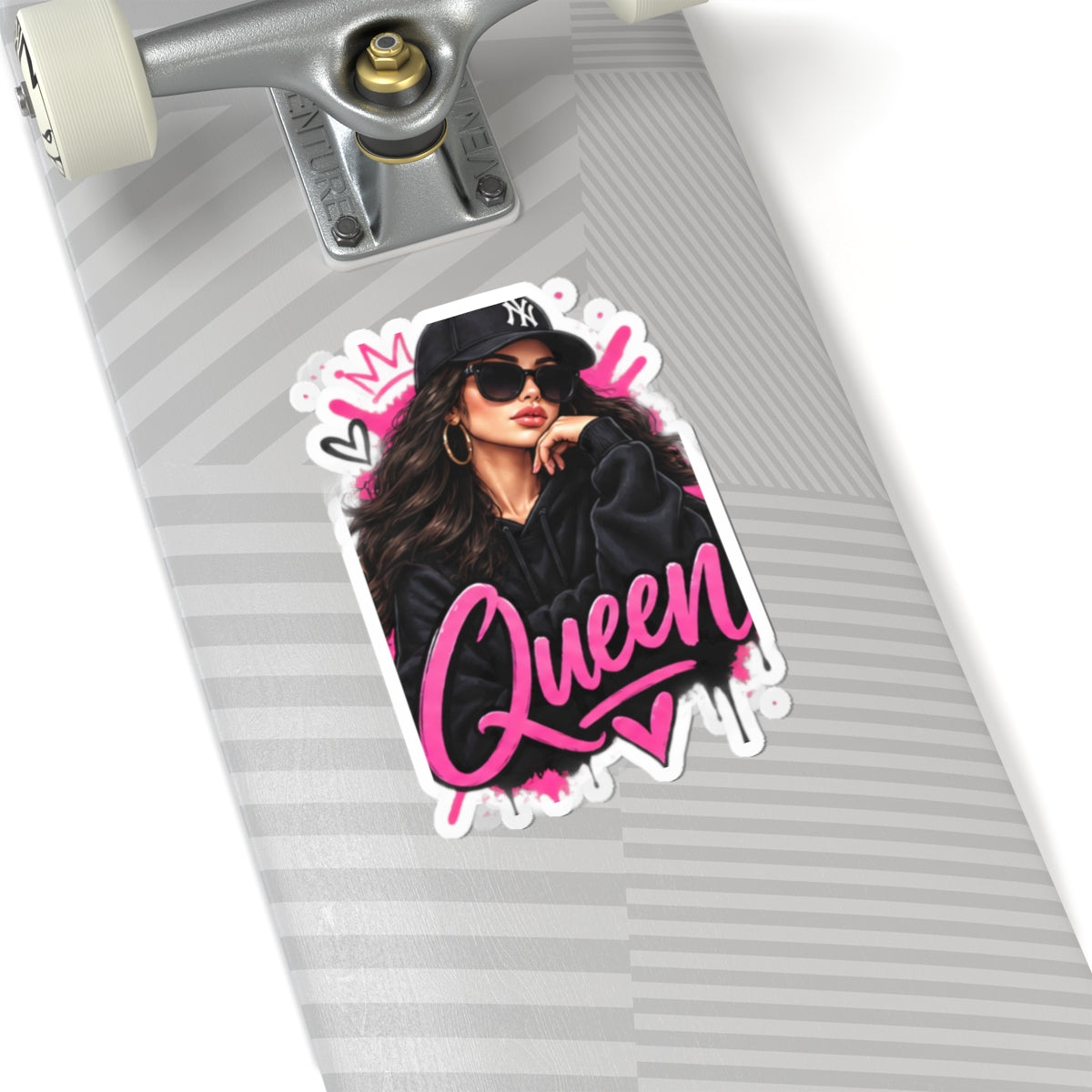 Queen Street Style Kiss-Cut Sticker — Trendy Pink Urban Girl Laptop Decal