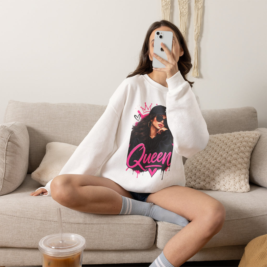 Queen Graphic Sweatshirt — Urban Streetwear Crewneck for Women