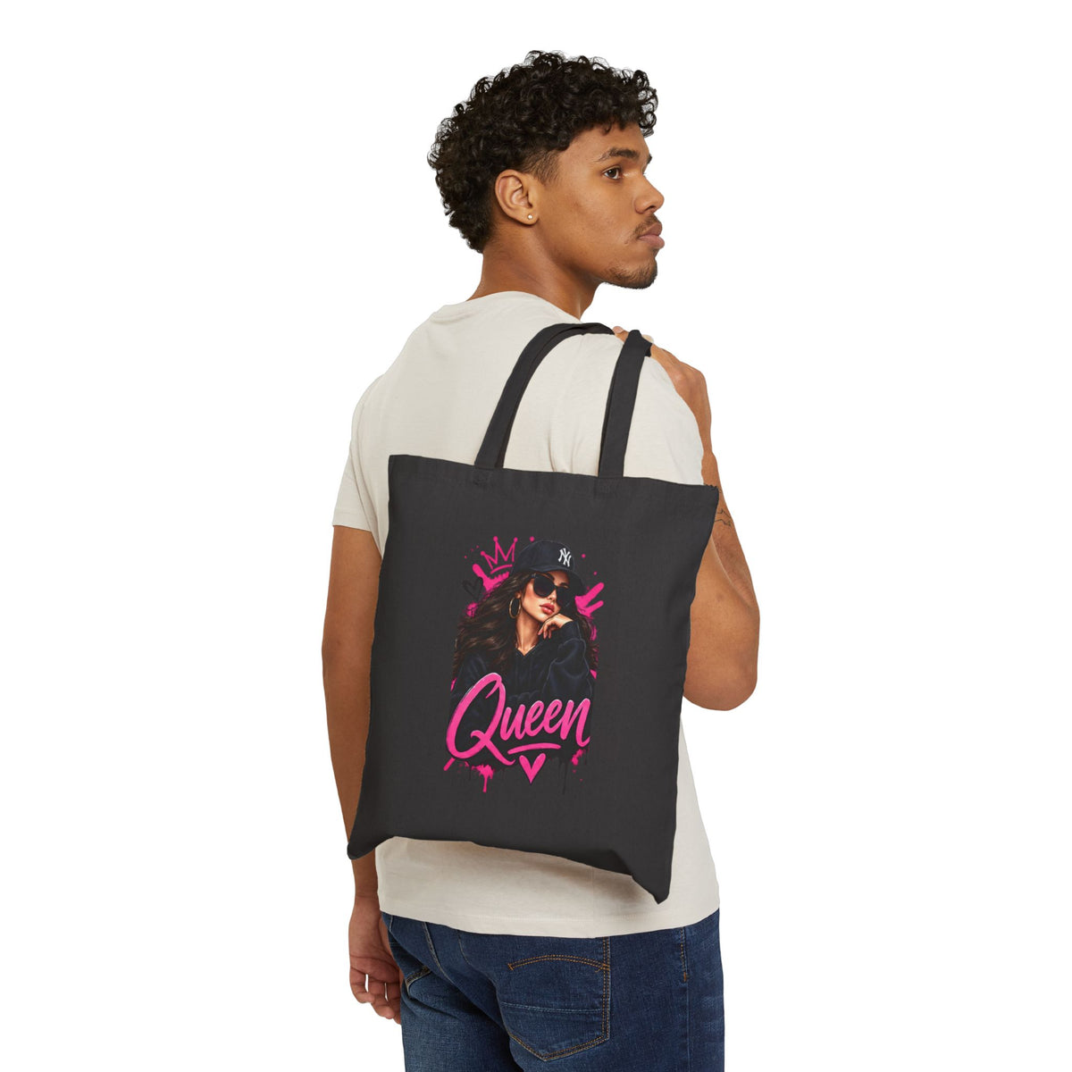 Queen Graphic Tote Bag — Feminine Streetwear Canvas Tote