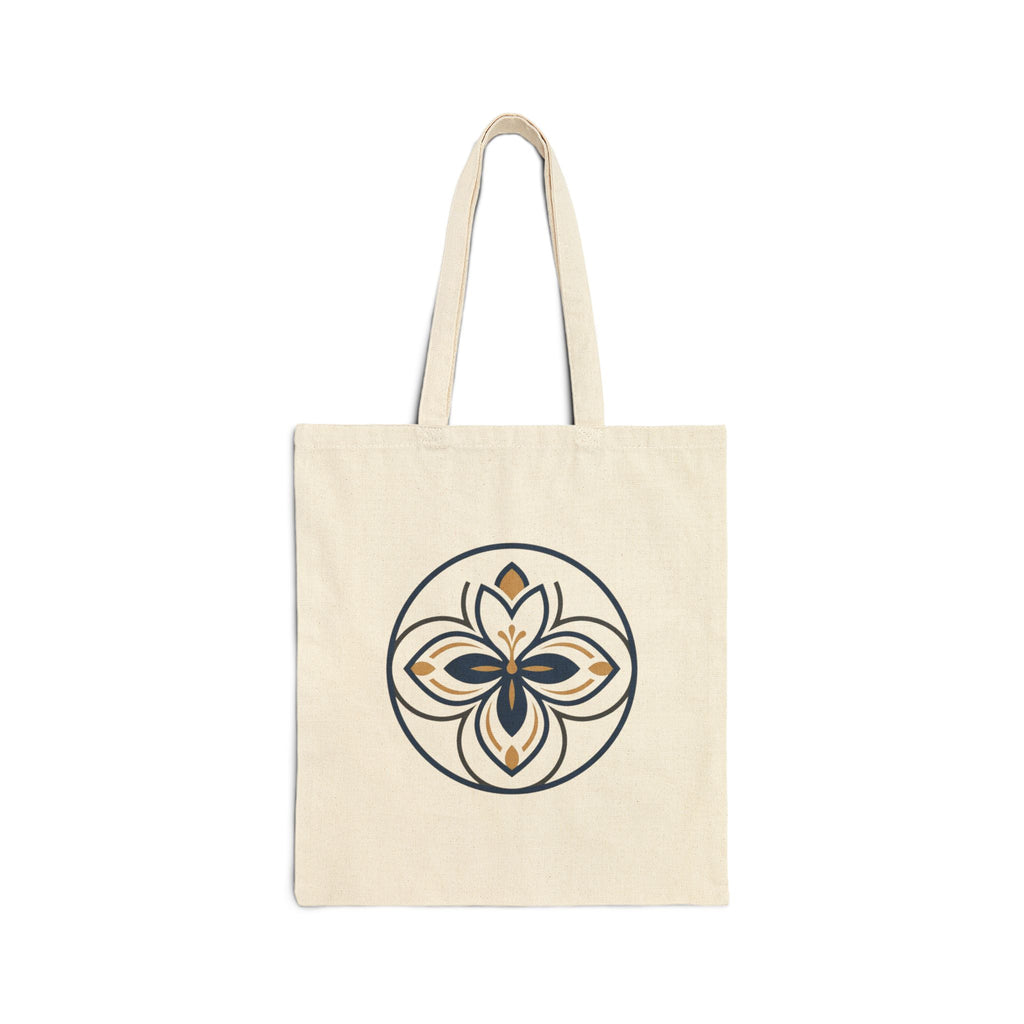 Canvas Tote Bag — Minimal Floral Mandala Cotton Shopper