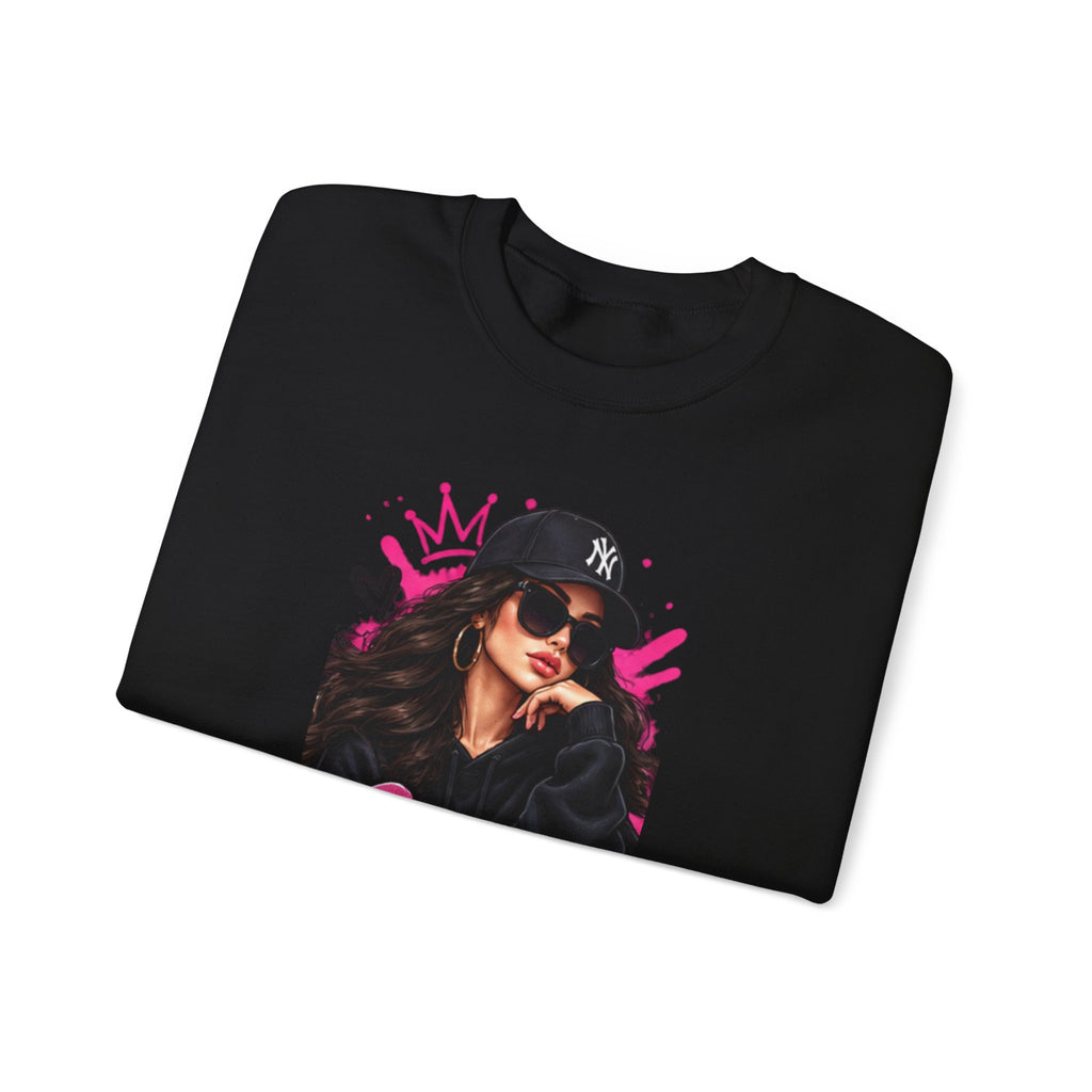 Queen Graphic Sweatshirt – Street Style Femme Crown Design