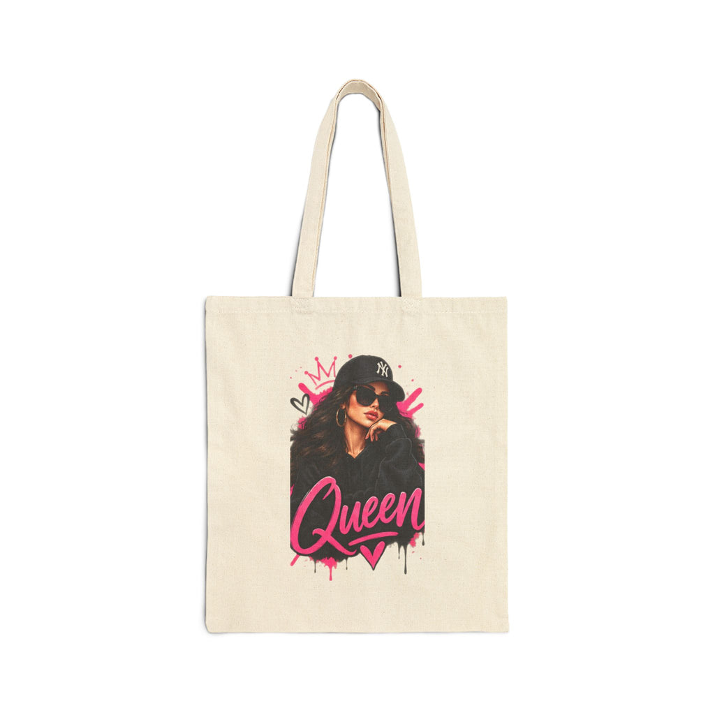 Queen Graphic Tote Bag — Feminine Streetwear Canvas Tote