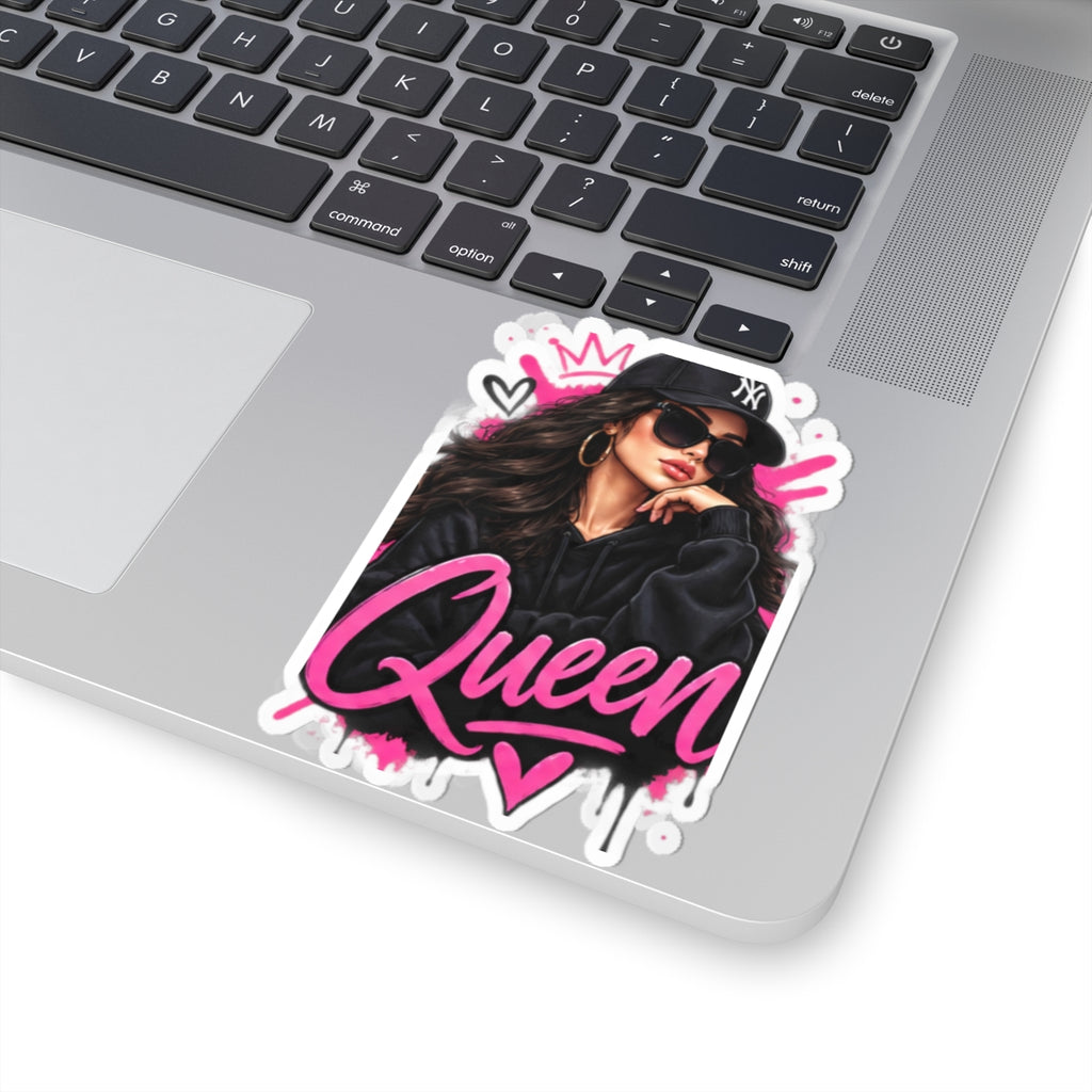 Queen Street Style Kiss-Cut Sticker — Trendy Pink Urban Girl Laptop Decal