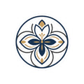 Floral Mandala Kiss-Cut Sticker — Navy & Gold Decorative Vinyl