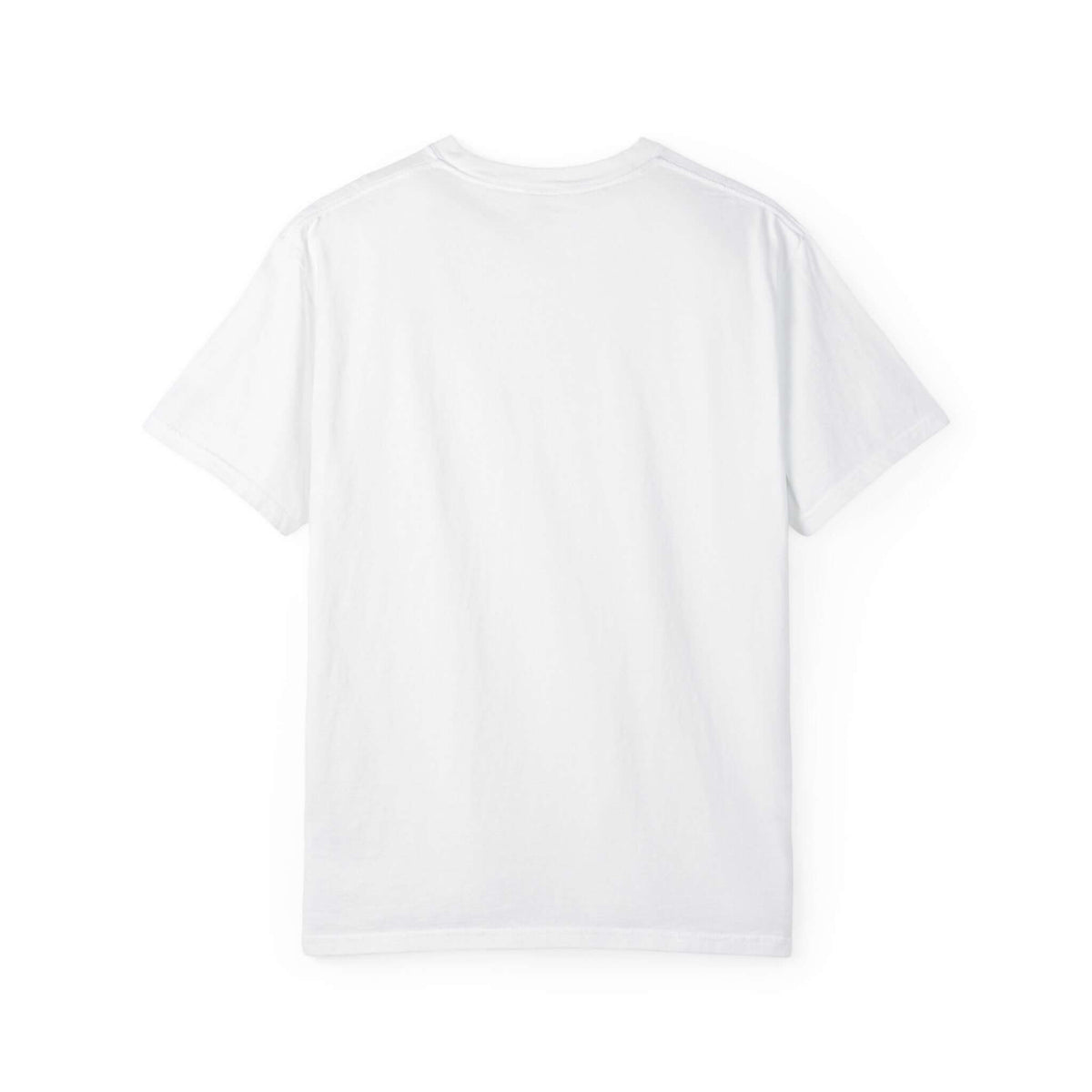 Back view of a Unisex Garment-Dyed T-shirt in white, showcasing its relaxed fit and soft-washed fabric.