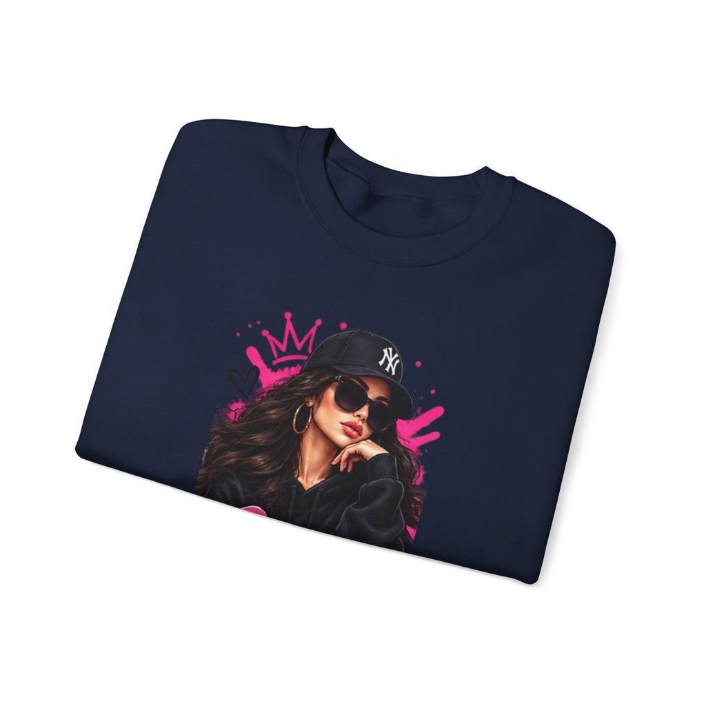 Queen Graphic Sweatshirt – Street Style Femme Crown Design