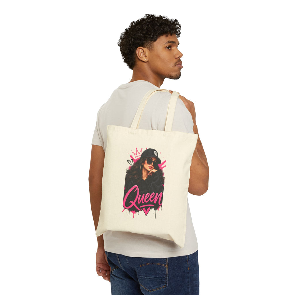 Queen Graphic Tote Bag — Feminine Streetwear Canvas Tote