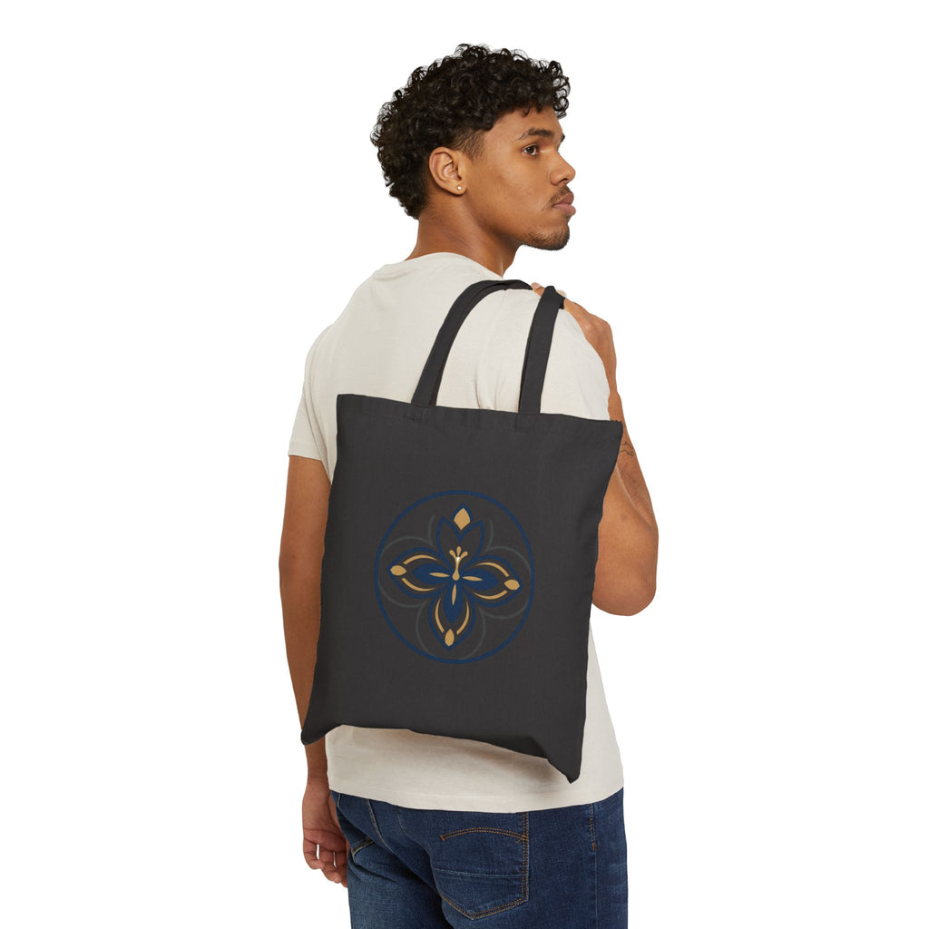 Canvas Tote Bag — Minimal Floral Mandala Cotton Shopper