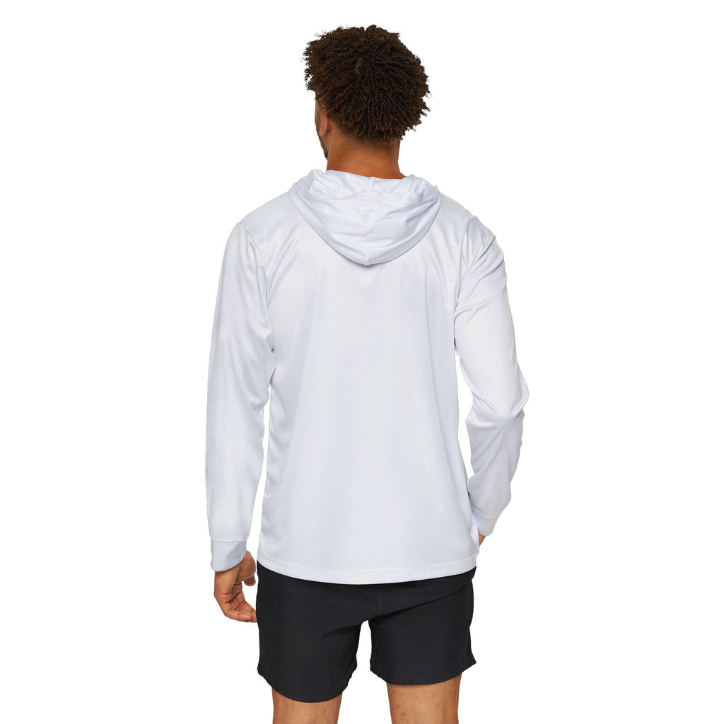 Men's Hoodie — 'No Risk No Story' Streetwear Teddy Bear Graphic shown from the back, showcasing lightweight fabric.