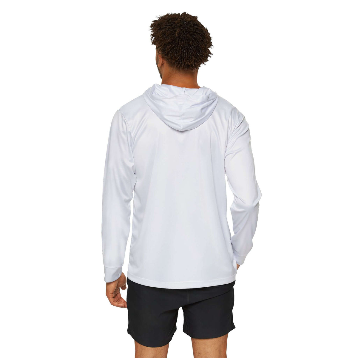 Men's Hoodie — 'No Risk No Story' Streetwear Teddy Bear Graphic shown from the back, showcasing lightweight fabric.