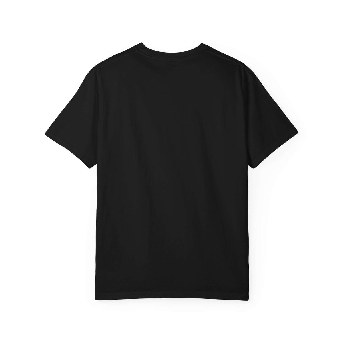 Back view of a Unisex Garment-Dyed T-shirt in black, showcasing its relaxed fit and durable fabric.