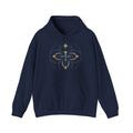 Minimalist Floral Mandala Hoodie — Navy & Gold Geometric Flower Design