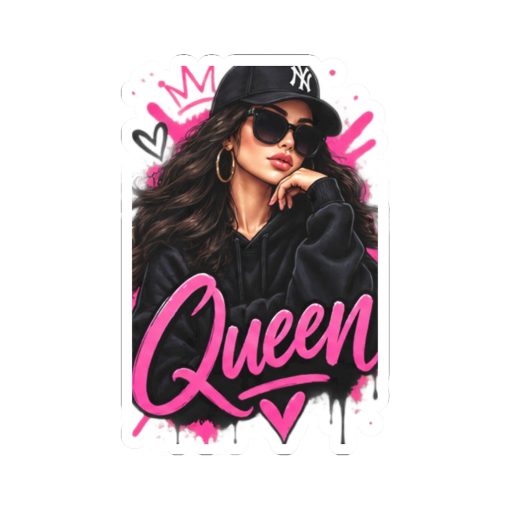 Queen Street Style Kiss-Cut Sticker — Trendy Pink Urban Girl Laptop Decal