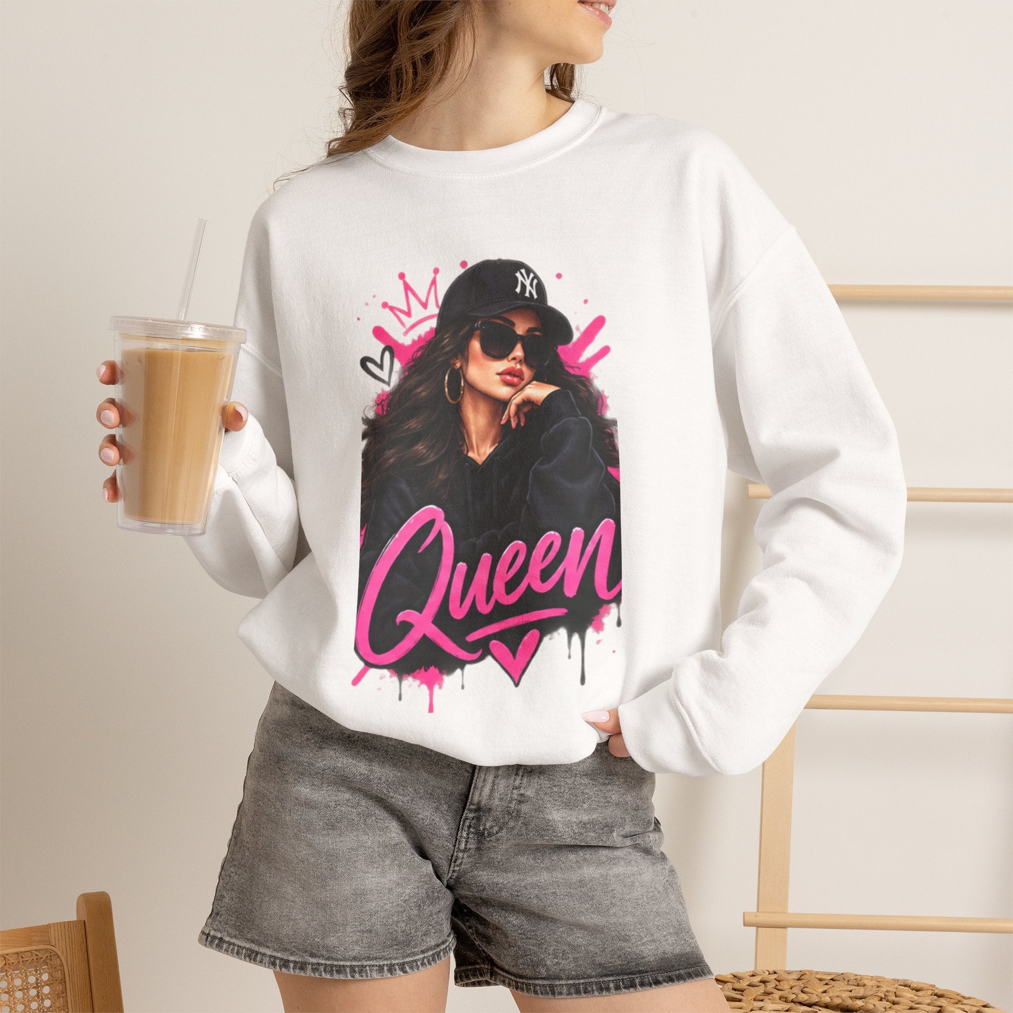 Queen Graphic Sweatshirt — Urban Streetwear Crewneck for Women