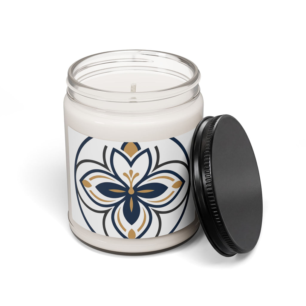 9oz Floral Soy Candle — Navy & Gold Mandala Scented Jar