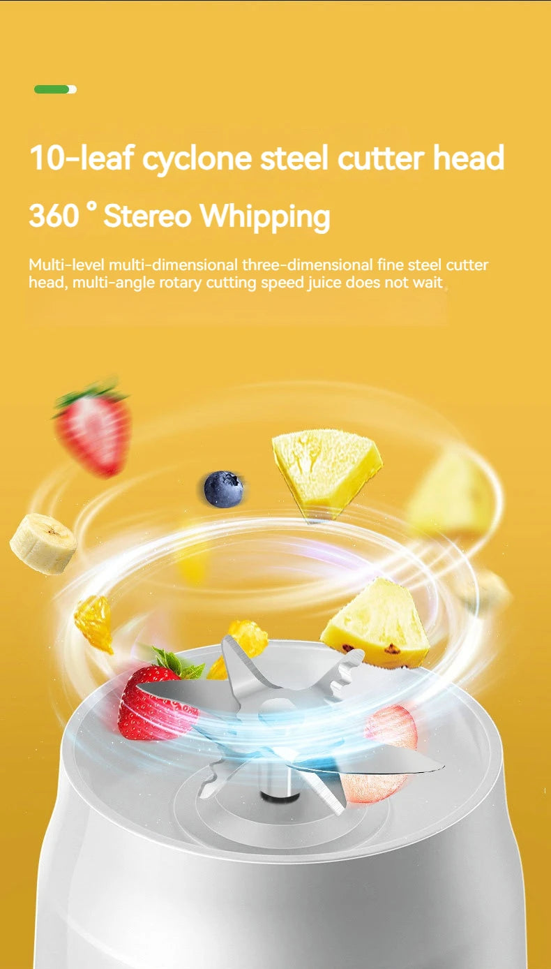 Portable Wireless Blender Electric Fruit Juicer Machine For Orange Ice Crushing 10 Blade Auxiliary Food Machine 1500mA Mixer