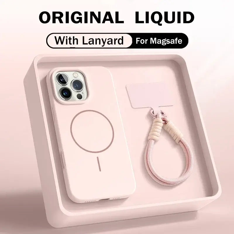 Original liquid silicone lanyard case iPhone 17 Pro Max with lanyard for Magsafe
