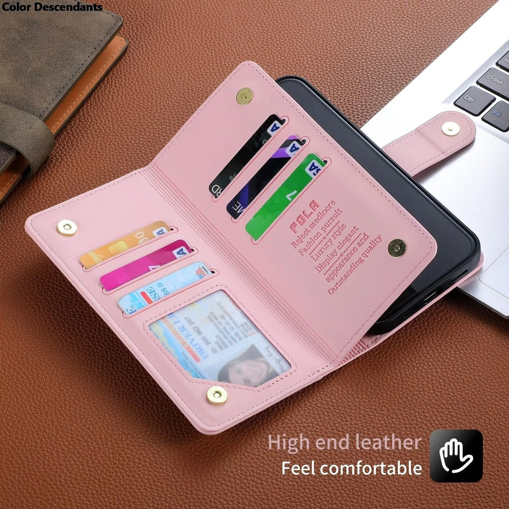 For Xiaomi Redmi Note 13 Pro Plus 5G Zipper Wallet Leather Case For Redmi Note 13 4G Case Note12 Turbo 12S 12T 12R 12 Pro+ Cover