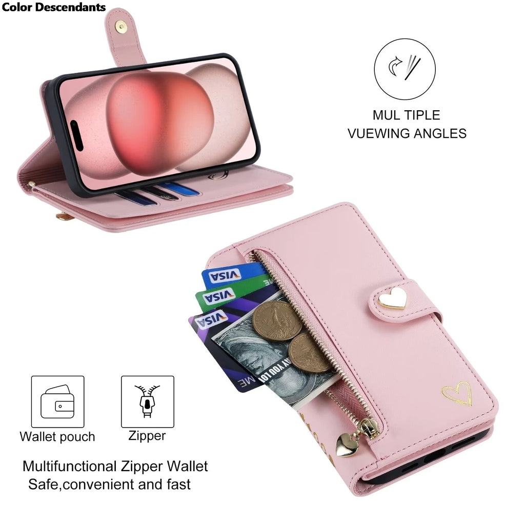For Xiaomi Redmi Note 13 Pro Plus 5G Zipper Wallet Leather Case For Redmi Note 13 4G Case Note12 Turbo 12S 12T 12R 12 Pro+ Cover