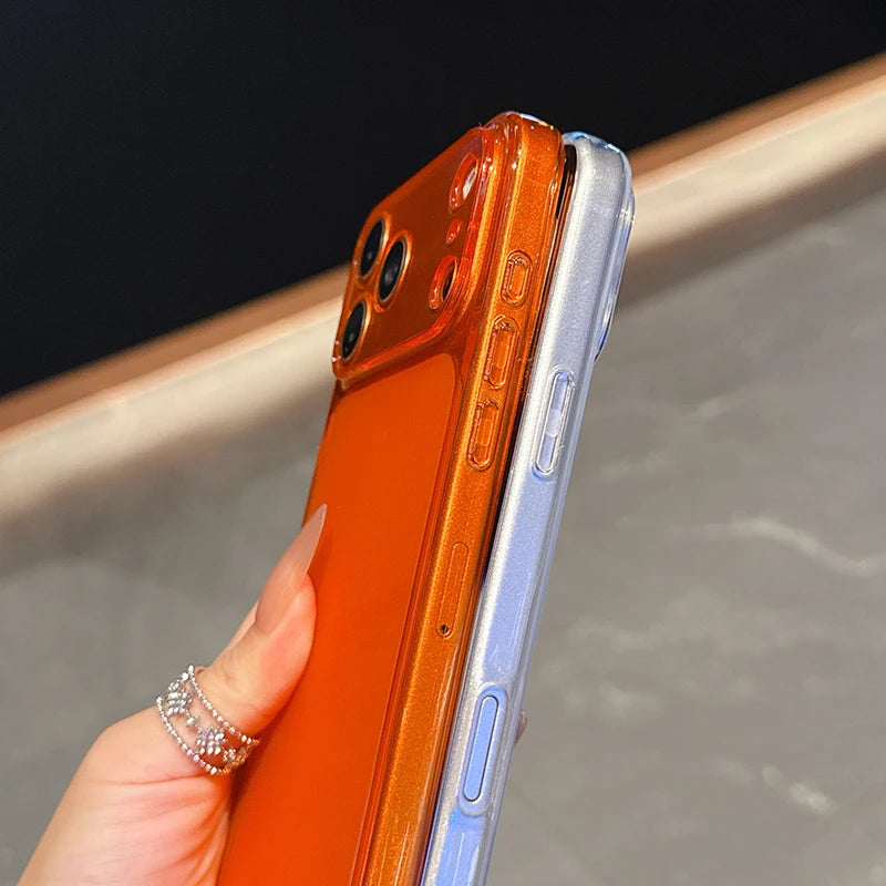 Ultra Thin Clear Orange Silicone Case for iPhone 17 Pro Max – Soft TPU Luxury Cover