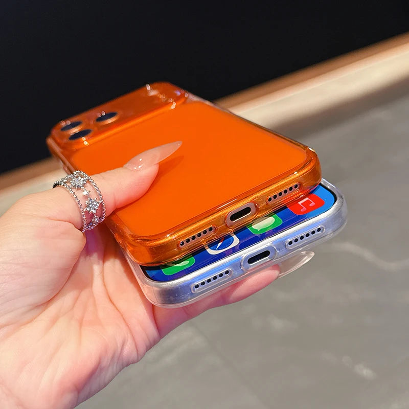 Ultra Thin Clear Orange Silicone Case for iPhone 17 Pro Max – Soft TPU Luxury Cover