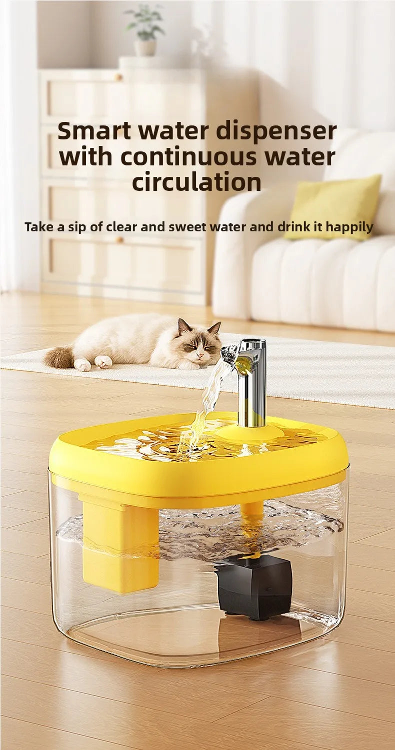 1.5L Automatic Circulating Pet Water Fountain USB Silent Anti-Dry Burn Pump Transparent Drinking Fountain for Cats Dogs Indoor