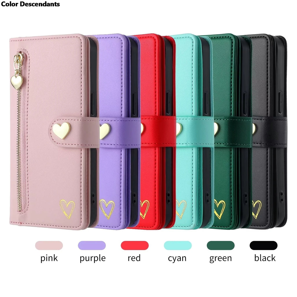 For Xiaomi Redmi Note 13 Pro Plus 5G Zipper Wallet Leather Case For Redmi Note 13 4G Case Note12 Turbo 12S 12T 12R 12 Pro+ Cover