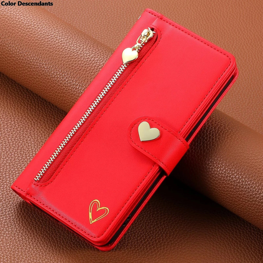 For Xiaomi Redmi Note 13 Pro Plus 5G Zipper Wallet Leather Case For Redmi Note 13 4G Case Note12 Turbo 12S 12T 12R 12 Pro+ Cover