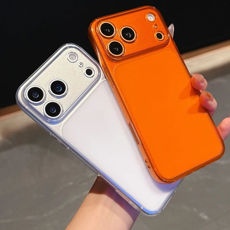 Ultra Thin Clear Orange Silicone Case for iPhone 17 Pro Max – Soft TPU Luxury Cover