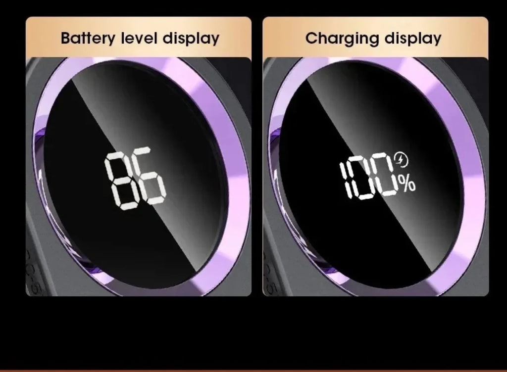 Battery and charging display showing 86% battery level and 100% charging status for portable lint remover.