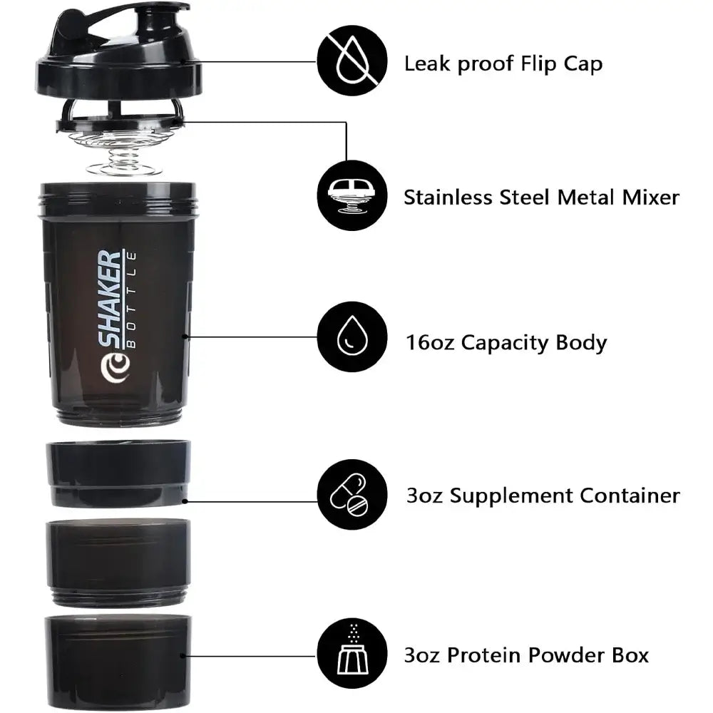 Premium Protein Shaker Cup 20 oz Protein Shaker Cup with Metal Stirrer, Great for Protein Shakes and Pre-Workout Drinks