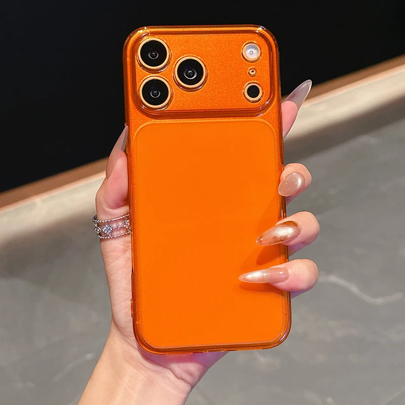 Ultra Thin Clear Orange Silicone Case for iPhone 17 Pro Max – Soft TPU Luxury Cover