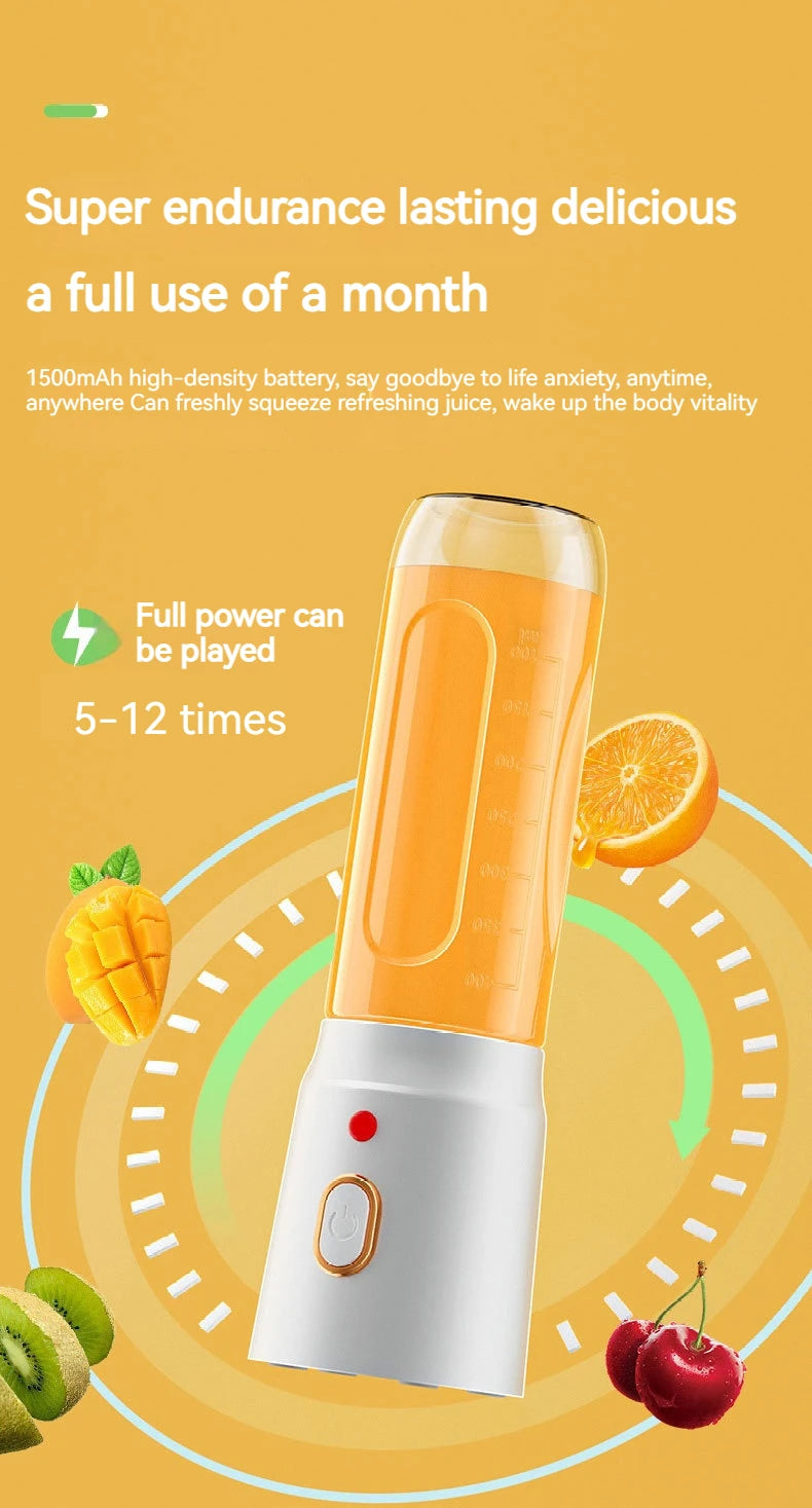 Portable Wireless Blender Electric Fruit Juicer Machine For Orange Ice Crushing 10 Blade Auxiliary Food Machine 1500mA Mixer