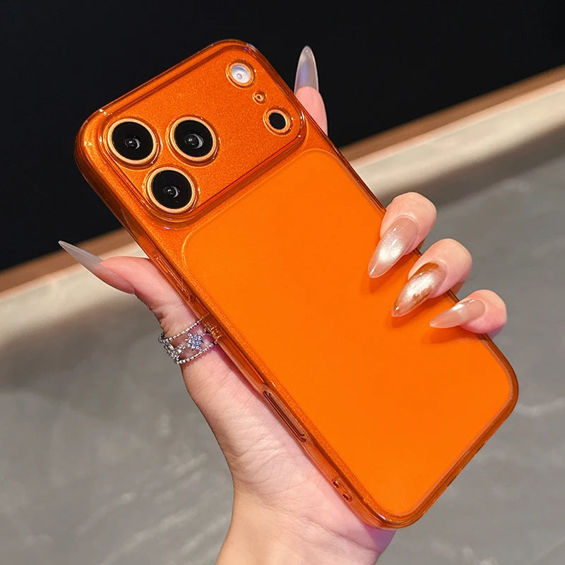 Ultra Thin Clear Orange Silicone Case for iPhone 17 Pro Max – Soft TPU Luxury Cover