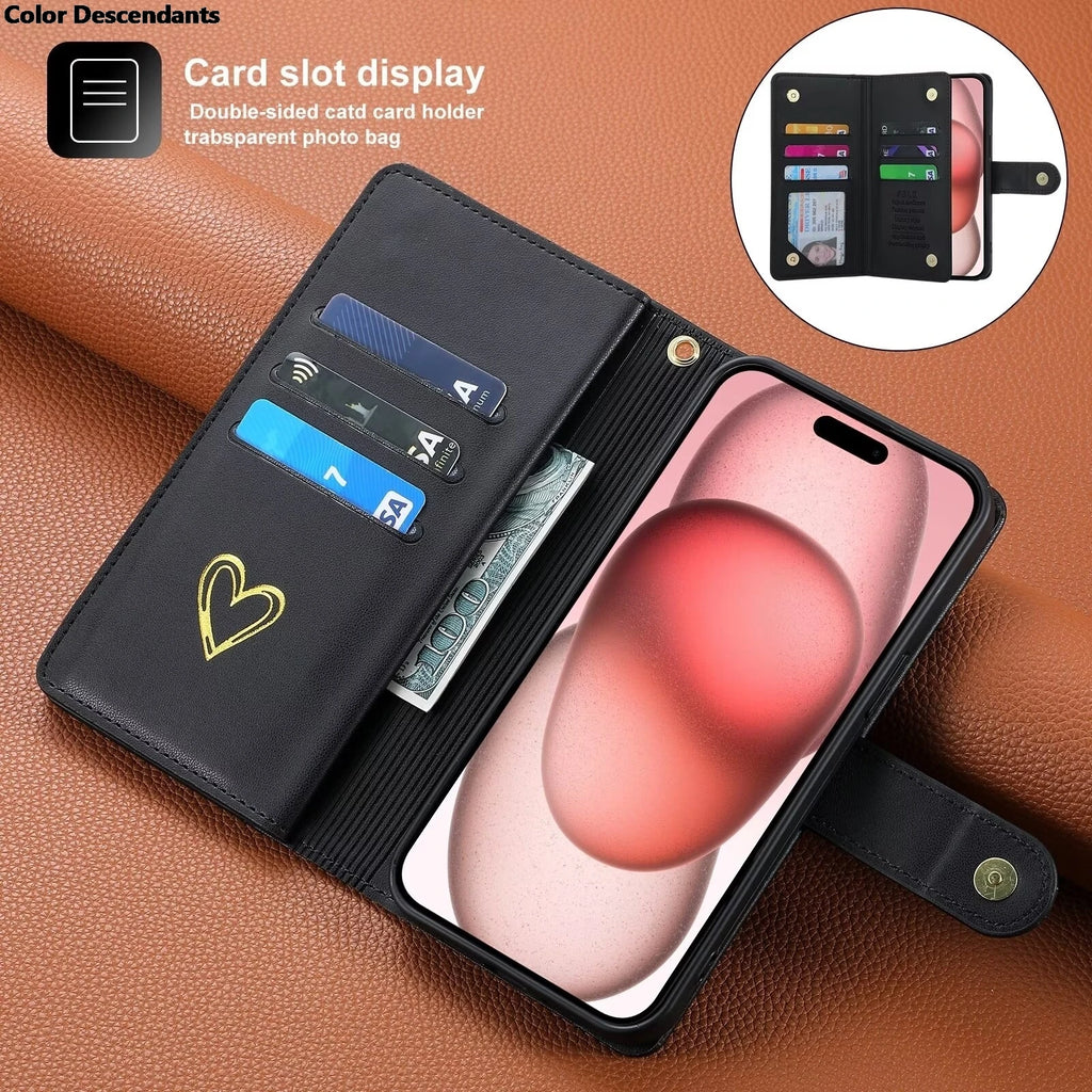 For Xiaomi Redmi Note 13 Pro Plus 5G Zipper Wallet Leather Case For Redmi Note 13 4G Case Note12 Turbo 12S 12T 12R 12 Pro+ Cover