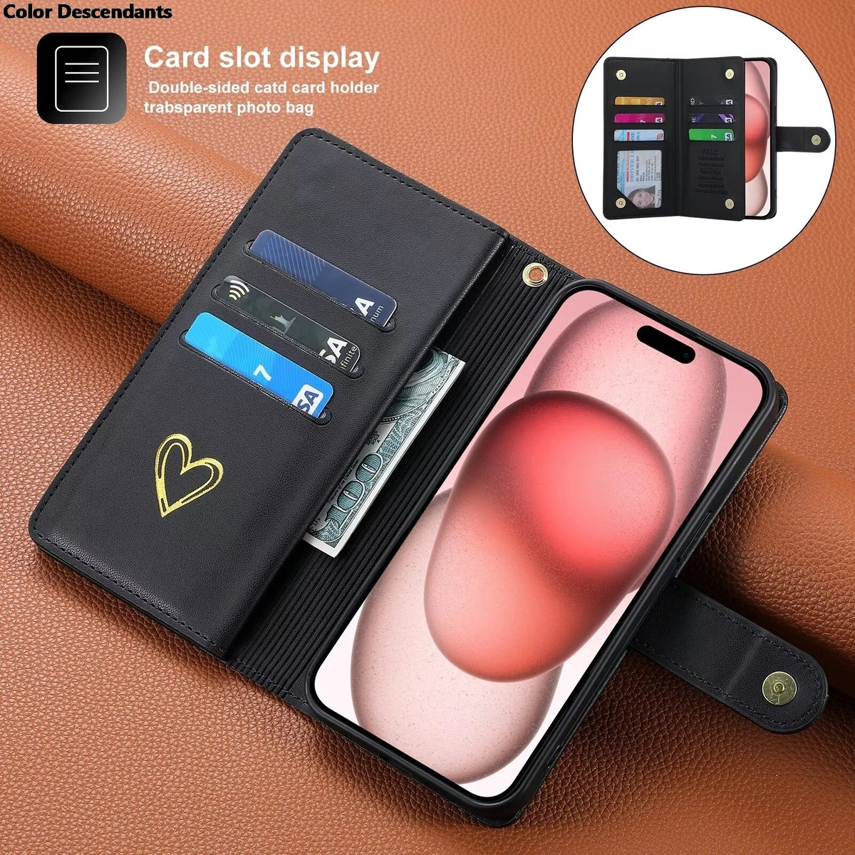 For Xiaomi Redmi Note 13 Pro Plus 5G Zipper Wallet Leather Case For Redmi Note 13 4G Case Note12 Turbo 12S 12T 12R 12 Pro+ Cover