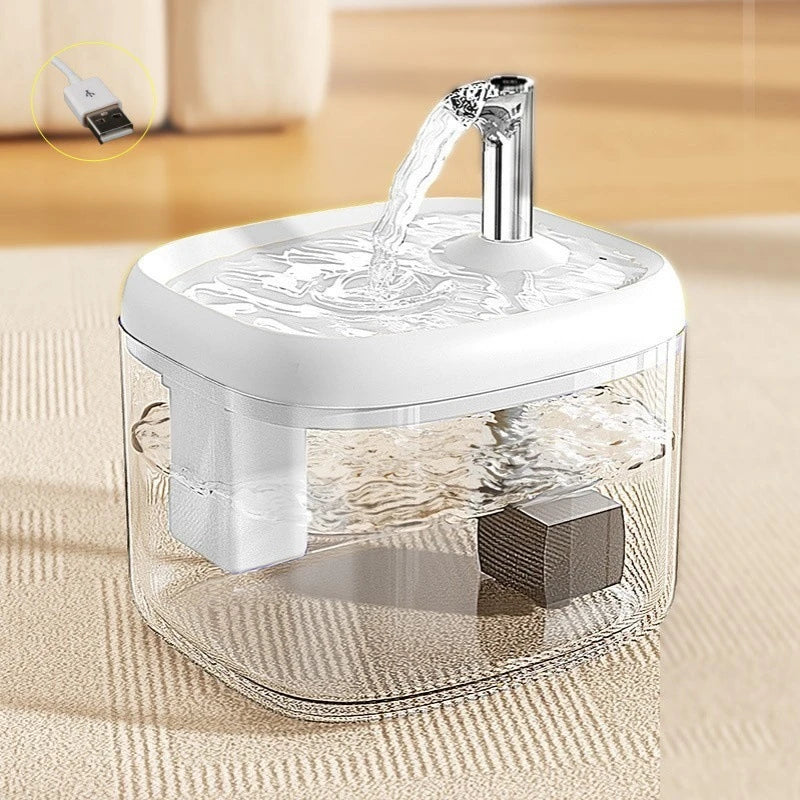 1.5L Automatic Circulating Pet Water Fountain USB Silent Anti-Dry Burn Pump Transparent Drinking Fountain for Cats Dogs Indoor