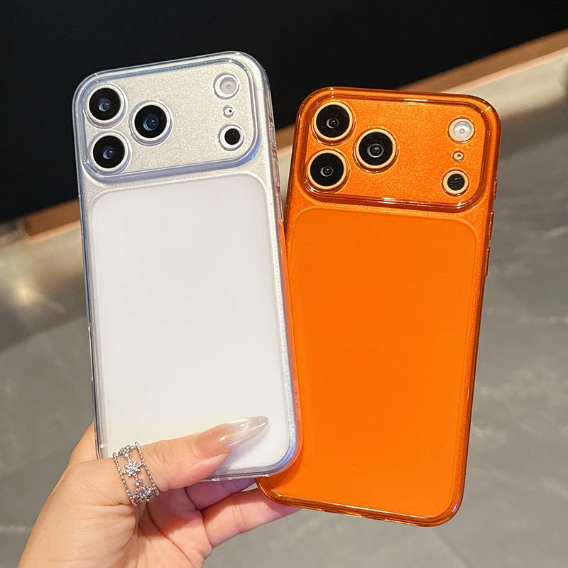 Ultra Thin Clear Orange Silicone Case for iPhone 17 Pro Max – Soft TPU Luxury Cover