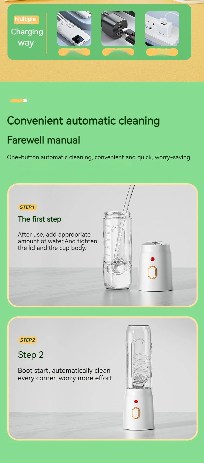 Portable Wireless Blender Electric Fruit Juicer Machine For Orange Ice Crushing 10 Blade Auxiliary Food Machine 1500mA Mixer