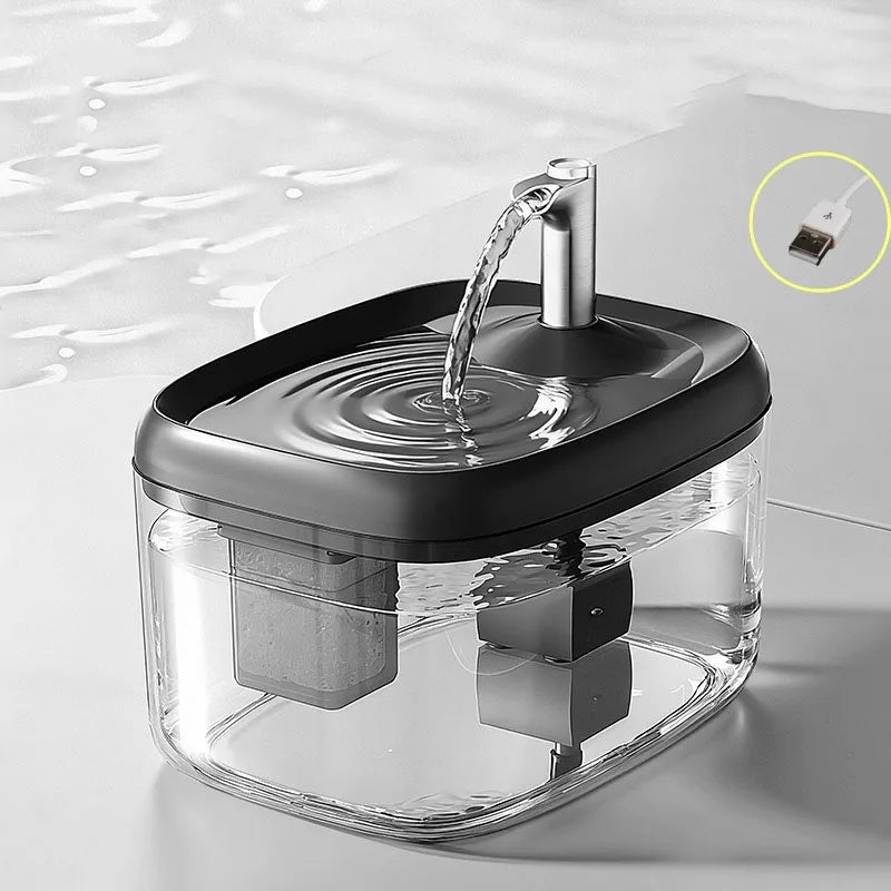 1.5L Automatic Circulating Pet Water Fountain USB Silent Anti-Dry Burn Pump Transparent Drinking Fountain for Cats Dogs Indoor